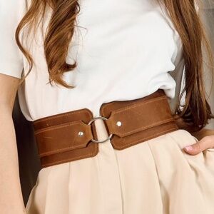 *NEW* Genuine Leather Wide Corset Belt with O Ring 28.5” to 32” Size Small